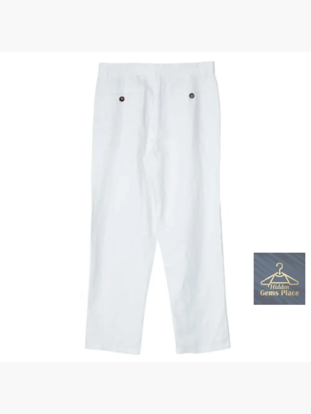 Men's 100% Linen Pants Smart Casual Summer Trousers with Pockets